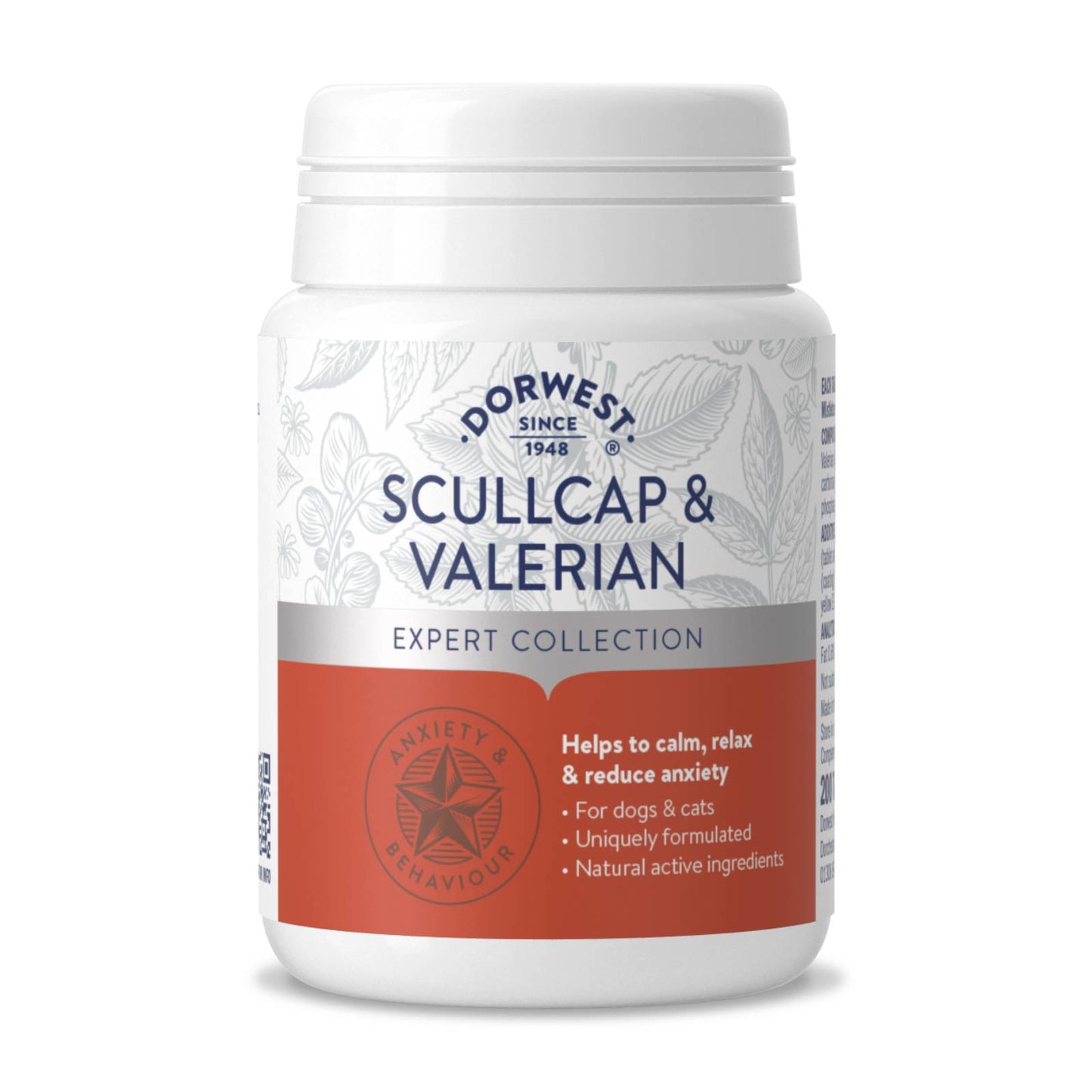 Dorwest Scullcap & Valerian Tablets For Dogs And Cats (For Stress & Anxiety)