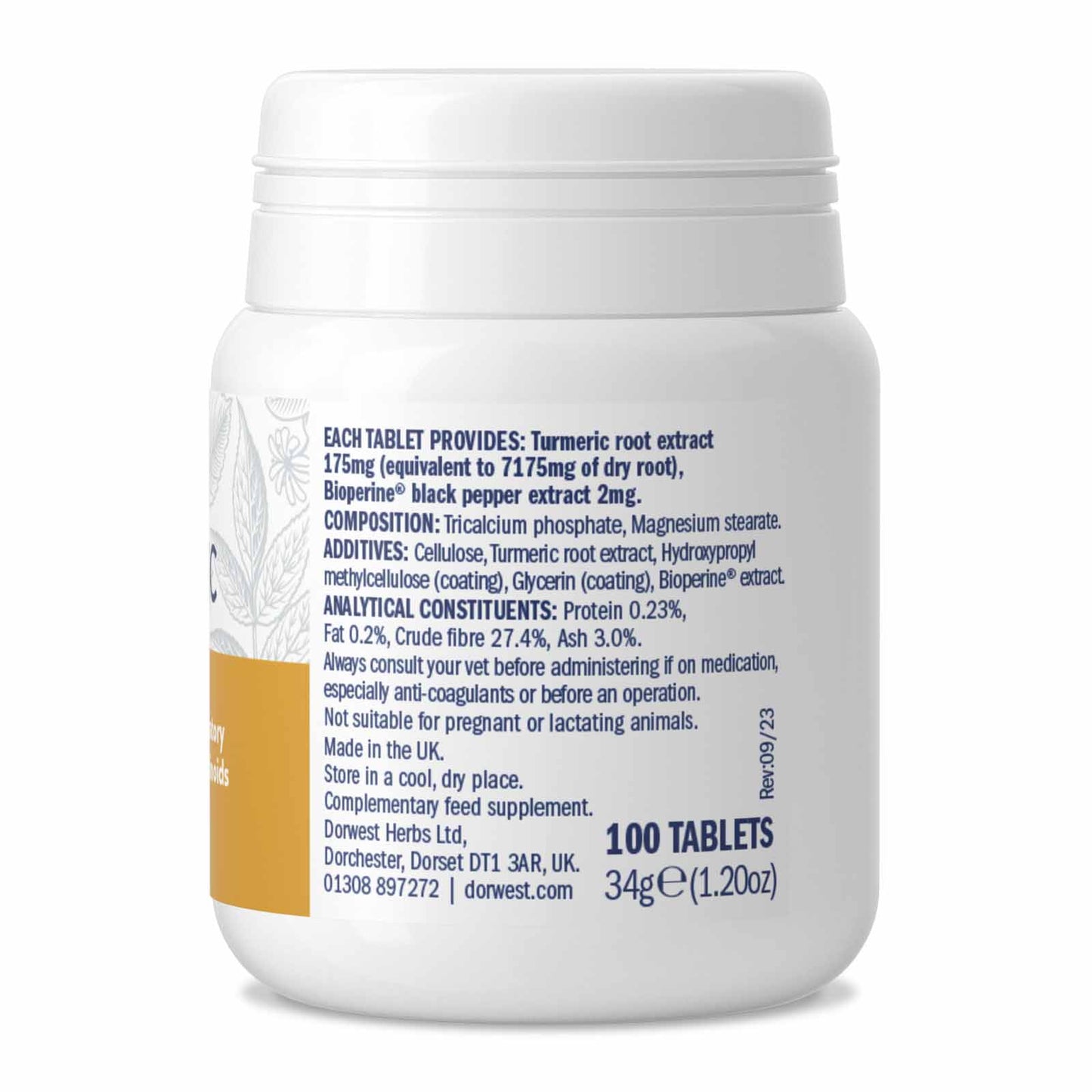 Dorwest Turmeric Tablets With Bioperine® For Dogs And Cats (Anti-Inflammatory)