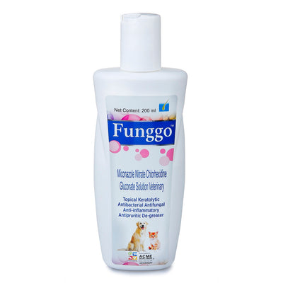 Funggo Shampoo For Dogs & Cats 200ml (Miconazole Nitrate 2% & Chlorhexidine Gluconate 2%)