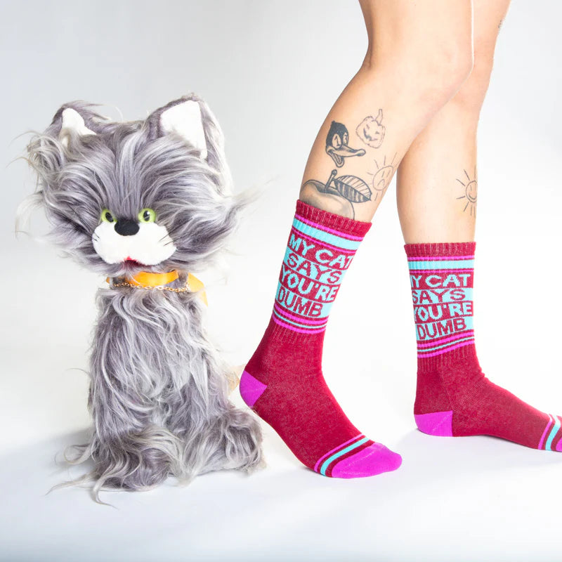 Gumball Poodle My Cat Says You're Dumb Gym Crew Socks